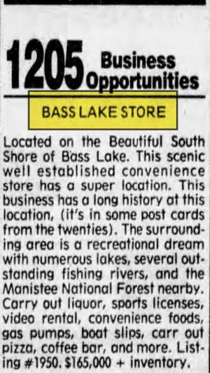 Bass Lake Store - Jul 30 1995 For Sale (newer photo)